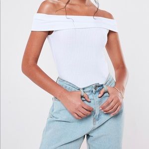 Missguided White Fold Over Bodysuit